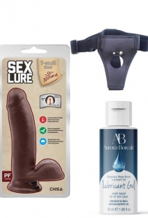 Belden Ba�lamal� Kayganla�t�r�c� Set Sex Lure K�k�rdakl� Ger�ek�i Dildo - 17.5cm Zenci